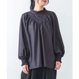 チャコール | n'OrLABELフリル×Vデザインハイネックブラウス | osharewalker