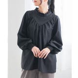 ブラック | n'OrLABELフリル×Vデザインハイネックブラウス | osharewalker