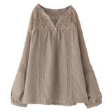 モカベージュ | n'OrLABELレースデザインキーネックブラウス | osharewalker