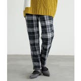 グレイッシュブルー | n'OrLABEL裏ベロアチェック柄レギパン  | osharewalker