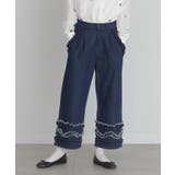 インディゴ | somari imaginationフリルデザインクロップドデニムパンツ | osharewalker