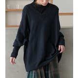 ネイビー(31) | n'OrLABELドルマンVネックニット  | osharewalker