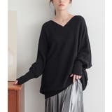 ブラック(00) | n'OrLABELドルマンVネックニット  | osharewalker
