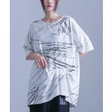 オフホワイト(17) | kOhAKUアシンメトリー手書き風デザインTシャツ | osharewalker