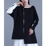 ブラック | kOhAKUアシンメトリー配色タックカットソー  | osharewalker