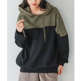 ブラック | n'OrLABELレース×配色デザインパーカー | osharewalker
