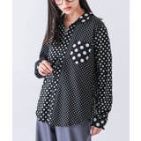 ブラック | n'OrLABELアシンメトリードット柄シャツ | osharewalker
