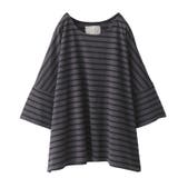 チャコール×ブラック | n'OrLABELゆるっとボーダー柄Tシャツ | osharewalker