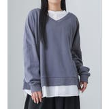 スモーキーブルー | n'OrLABELシャツドッキングVネックスウェット | osharewalker