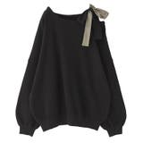 ブラック | n'OrLABELリボンショルダーアシメニット | osharewalker