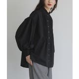 ブラック | somari imaginationボリューム袖ピンタックブラウス  | osharewalker