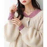 モーヴピンク | n'OrLABELあったかVネックレースロンT | osharewalker