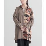 ニュアンスベージュ | n'OrLABELアート柄アシメロングシャツ | osharewalker
