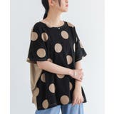 ブラック×モカカーキ | n'OrLABELドット柄×無地前後2wayTシャツ | osharewalker