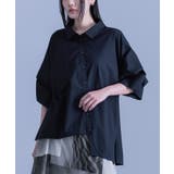 ブラック | kOhAKUデザインスリーブアシメシャツ | osharewalker
