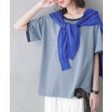 スモーキーブルー | n'OrLABELボーダー柄リンガーTシャツ | osharewalker
