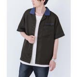 ブラック | n'OrLABEL刺繍ロゴ配色ボウリングシャツ | osharewalker【MEN】