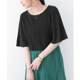 ブラック | n'OrLABEL異素材フレアスリーブカットソー | osharewalker