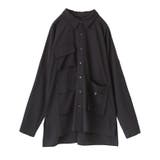 ブラック | kOhAKUミリタリーテイストデザインロングシャツ | osharewalker