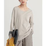 グレージュ | n'OrLABELシンプルVネックロンT | osharewalker