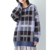 スモーキーブルー | n'OrLABELオリジナルチェック柄ジャカードニット | osharewalker