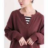 ボルドー | n'OrLABELキーネック×ぽわん袖ニット  | osharewalker