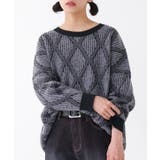 グレー | n'OrLABEL配色ダイヤ柄ジャカードニット | osharewalker