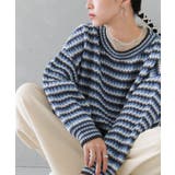 スモーキーブルー | n'OrLABELマルチボーダー柄ニット | osharewalker