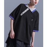 ブラック | kOhAKUアシンメトリーカラーポロシャツ | osharewalker
