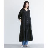 ブラック | somari imaginationコットンレースティアードワンピース  | osharewalker