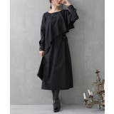 ブラック | kOhAKUケープデザインアシンメトリーワンピース | osharewalker