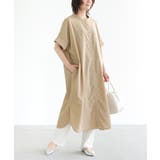 ベージュ | n'OrLABELバンドカラー半袖シャツワンピース | osharewalker