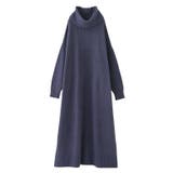 スモーキーネイビー | n'OrLABELボリュームタートルニットワンピース | osharewalker