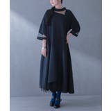 ブラック | kOhAKUメッシュ切替アシメワンピース | osharewalker