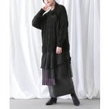 ブラック | kOhAKU異素材ドッキングニットワンピース | osharewalker