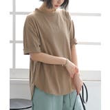 グレイッシュブラウン | n'OrLABELモックネック×ラウンドヘムTシャツ | osharewalker