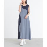 グレイッシュブルー | n'OrLABEL配色ノースリーブワンピース | osharewalker