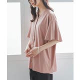 ピンクベージュ | n'OrLABELキーネックフレア袖カットソー | osharewalker