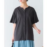 ブラック | n'OrLABELキーネックフレア袖カットソー | osharewalker
