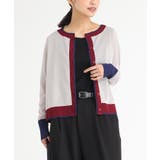 グレージュ | n'OrLABEL配色シアーニットカーディガン | osharewalker