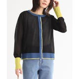 ブラック | n'OrLABEL配色シアーニットカーディガン | osharewalker