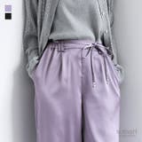 somari imaginationフェイクパールベルト付きサテンカーブパンツ | osharewalker | 詳細画像1