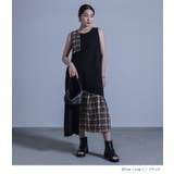 kOhAKUメッシュTシャツ×チェック柄切替タンクワンピースセット | osharewalker | 詳細画像2