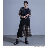 kOhAKUメッシュTシャツ×チェック柄切替タンクワンピースセット | osharewalker | 詳細画像6