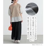 n'OrLABEL異素材ストライプペプラムカットソー | osharewalker | 詳細画像2 
