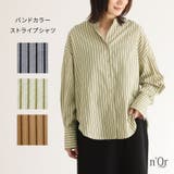 n'OrLABELバンドカラーストライプ柄シャツ | osharewalker | 詳細画像1 