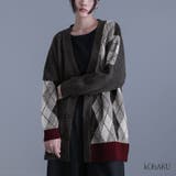 kOhAKUアシメアーガイル柄ニットカーディガン  | osharewalker | 詳細画像1 