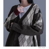 kOhAKUアシメアーガイル柄ニットカーディガン  | osharewalker | 詳細画像2 