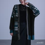 kOhAKUアシメチェック柄ニットカーディガン | osharewalker | 詳細画像1