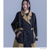 kOhAKU異素材ドッキング配色トレンチコート | osharewalker | 詳細画像4